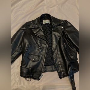 Vintage leather black jacket.